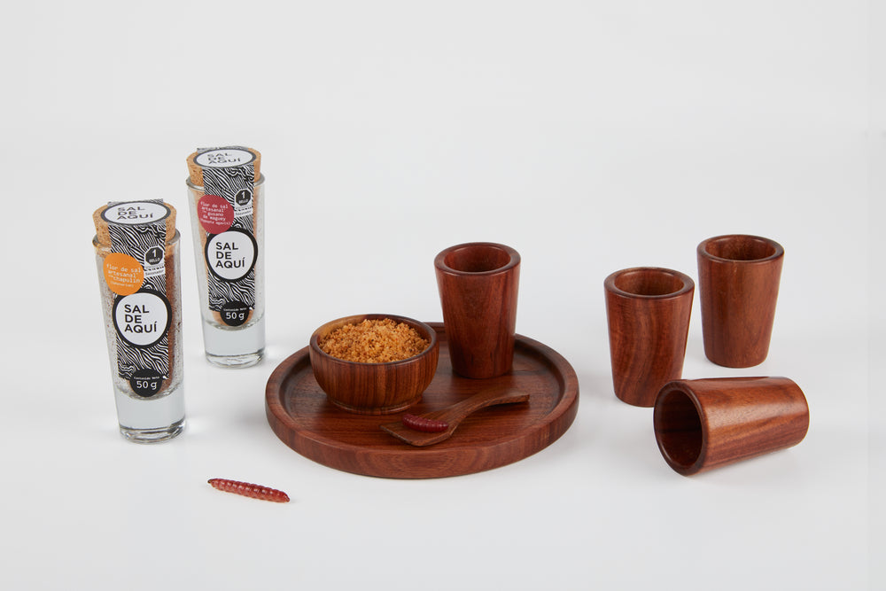 Set de mezcaleros de madera de bálsamo