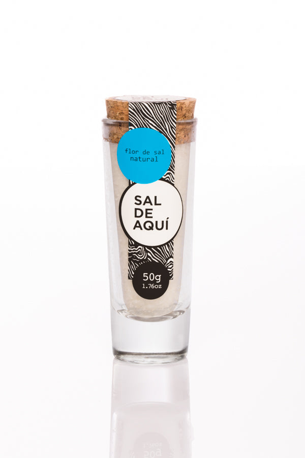 Flor de sal natural Sal de Aquí – presentación individual sal gourmet mexicana